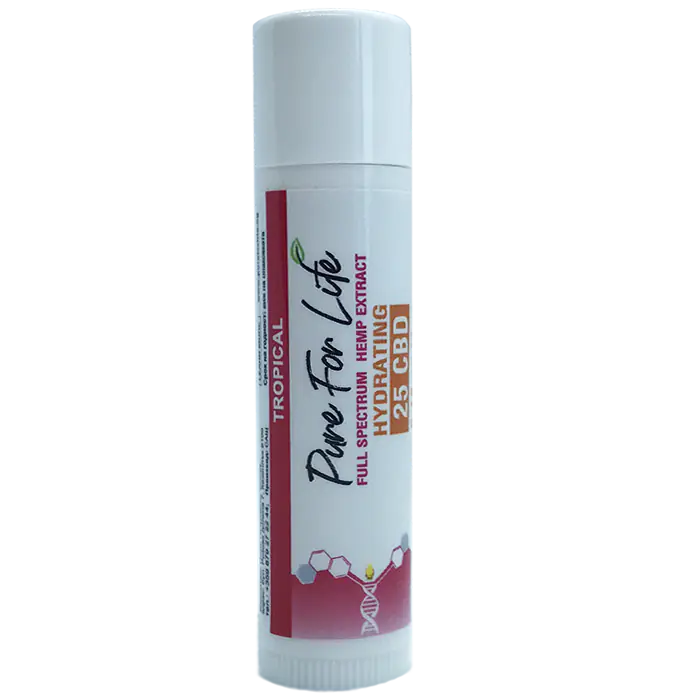 опаковка с аромат на тропически климат от балсам за устни с CBD масло с пълен спектър - Pure For Life